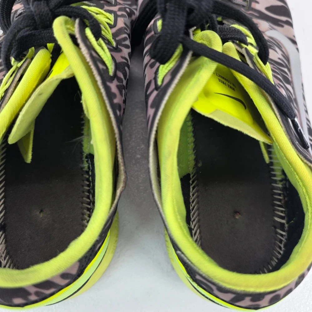 Nike Free TR 5.0 Womens Leopard Print Training Sneakers Neon Green Black Sz 6.5